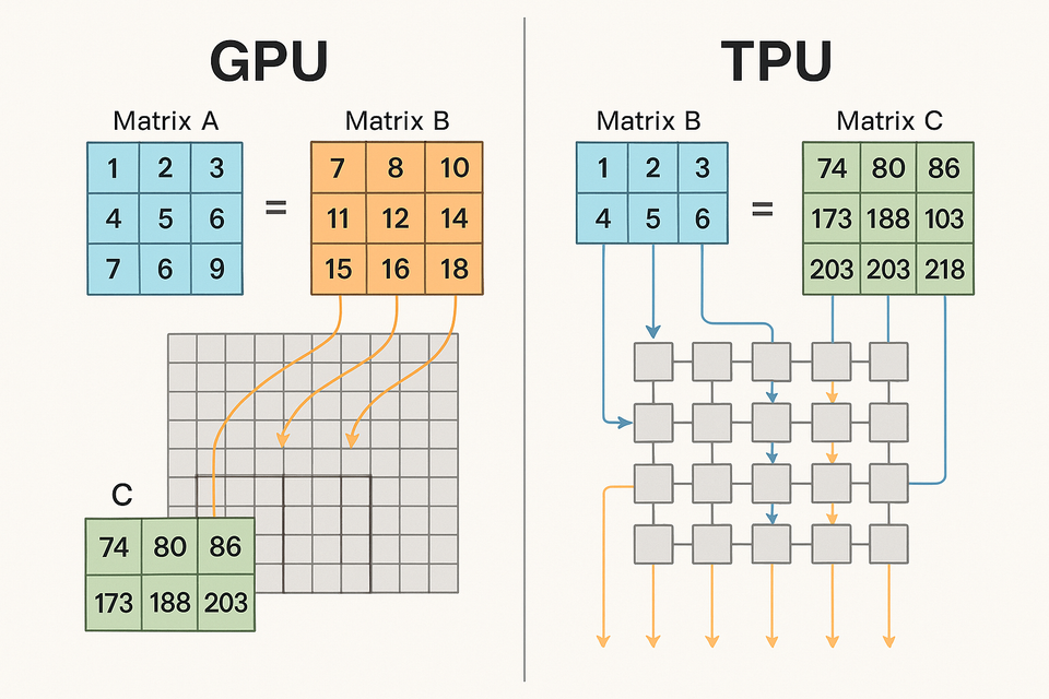 GPUs vs TPUs - difference in processing information